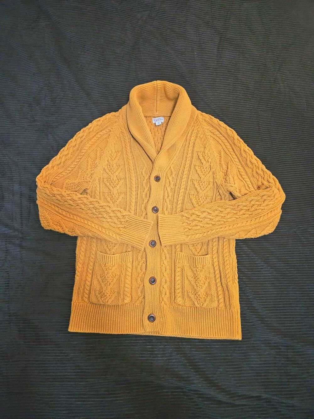 J. Crew Mens Re-Imagined Cable Knit Shawl Collar Cardigan M Sweater Fisherman